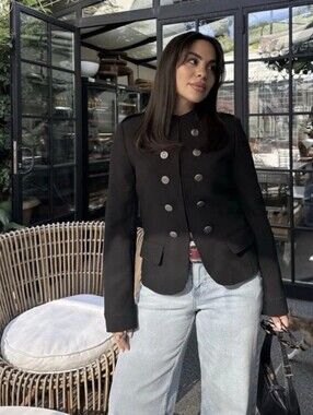 ZARA FITTED JACKET WITH  BUTTONS BLACK SIZE XS
